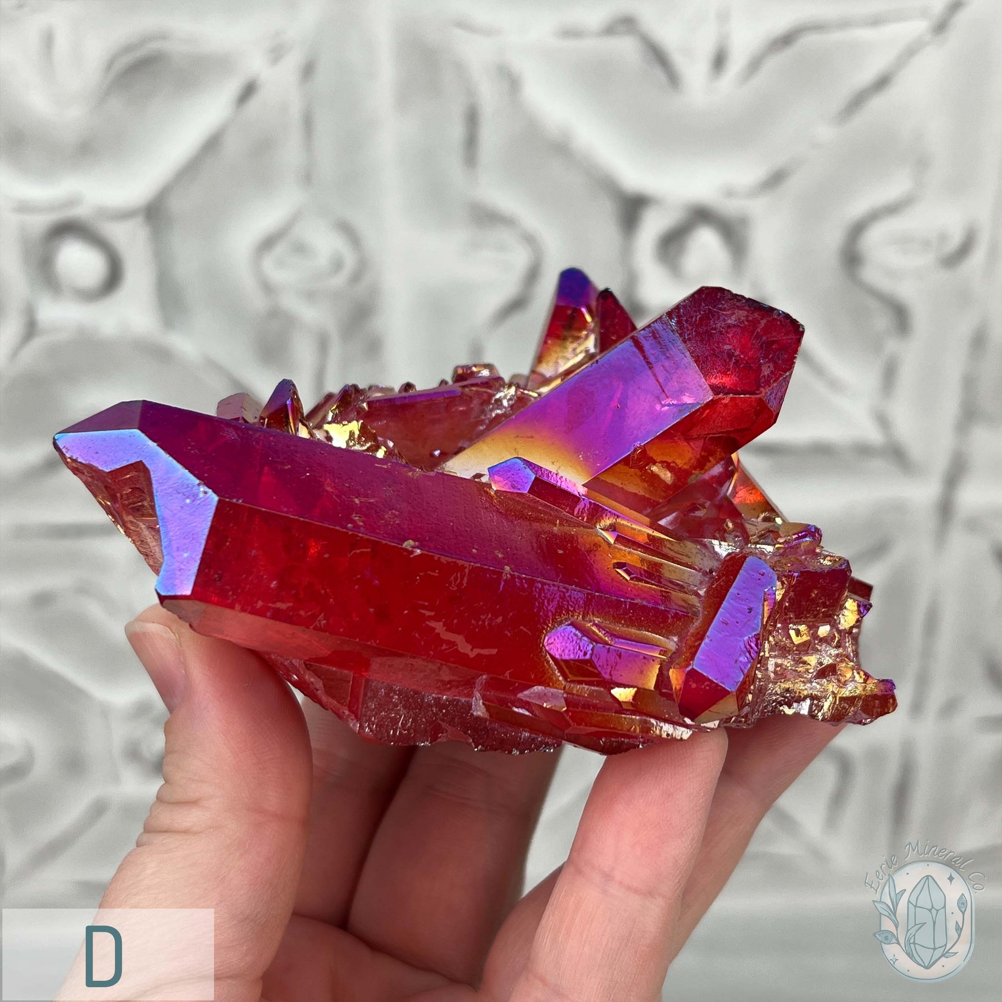 Red Rainbow Aura Clear Quartz Crystal Clusters