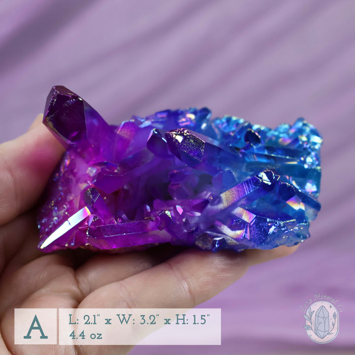 Blue & Pink Aura Clear Quartz Crystal Clusters