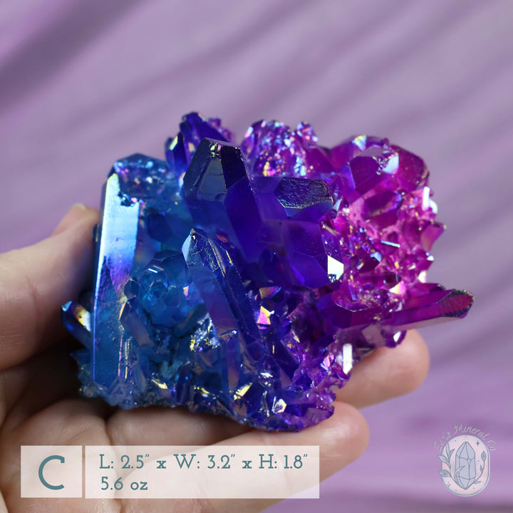 Blue & Pink Aura Clear Quartz Crystal Clusters