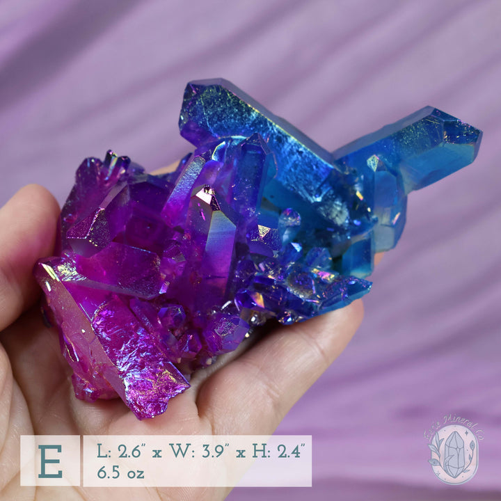 Blue & Pink Aura Clear Quartz Crystal Clusters