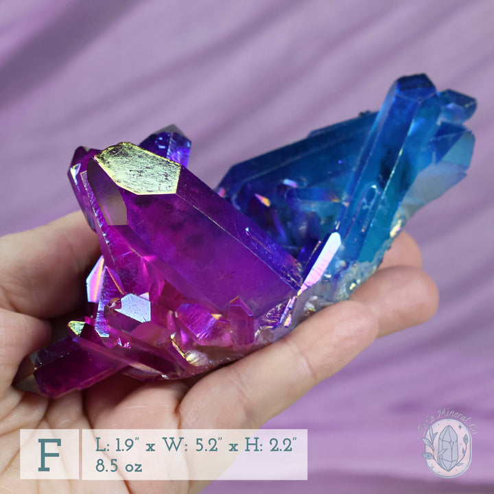 Blue & Pink Aura Clear Quartz Crystal Clusters