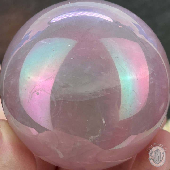 77mm Angel Aura Coated Rose Quartz Sphere