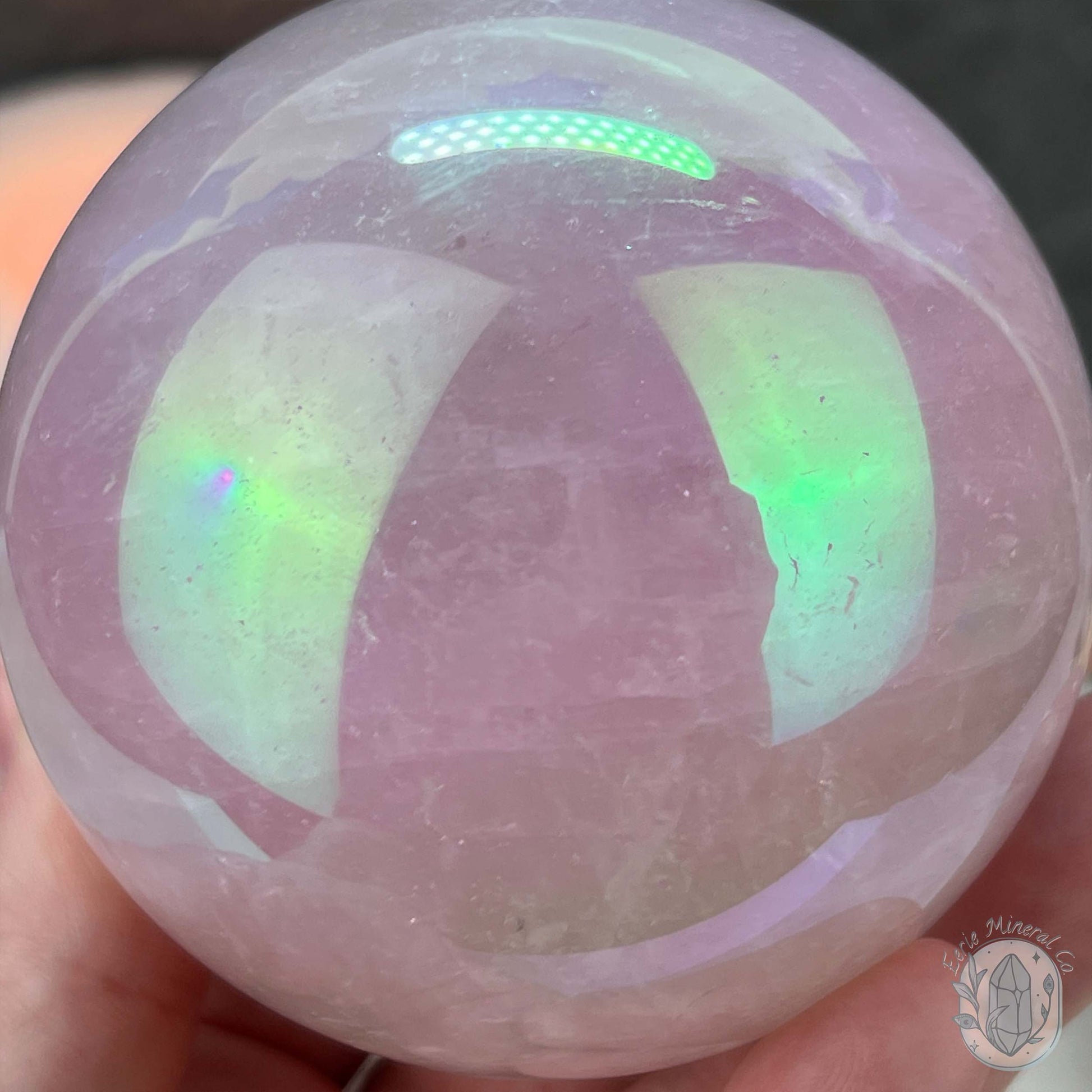76mm Angel Aura Coated Rose Quartz Sphere