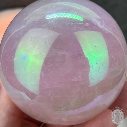 76mm Angel Aura Coated Rose Quartz Sphere