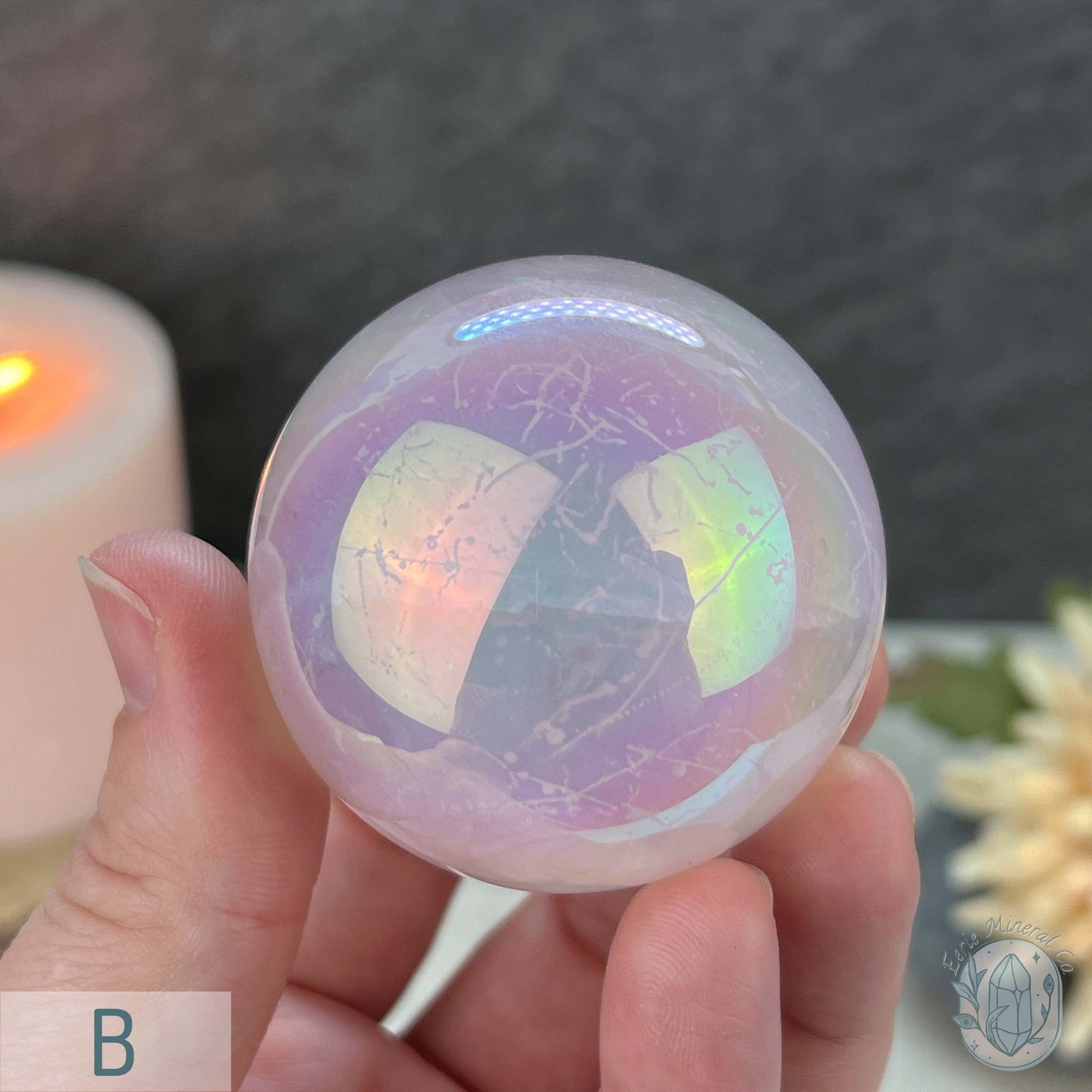 Polished Angel Aura Coated Rose Quartz Spheres