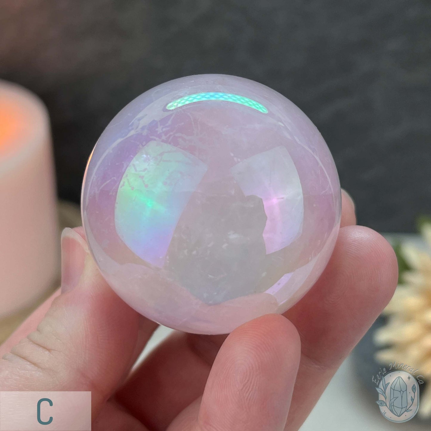 Polished Angel Aura Coated Rose Quartz Spheres