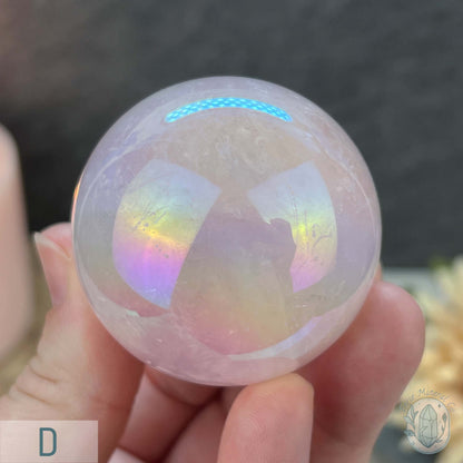 Polished Angel Aura Coated Rose Quartz Spheres
