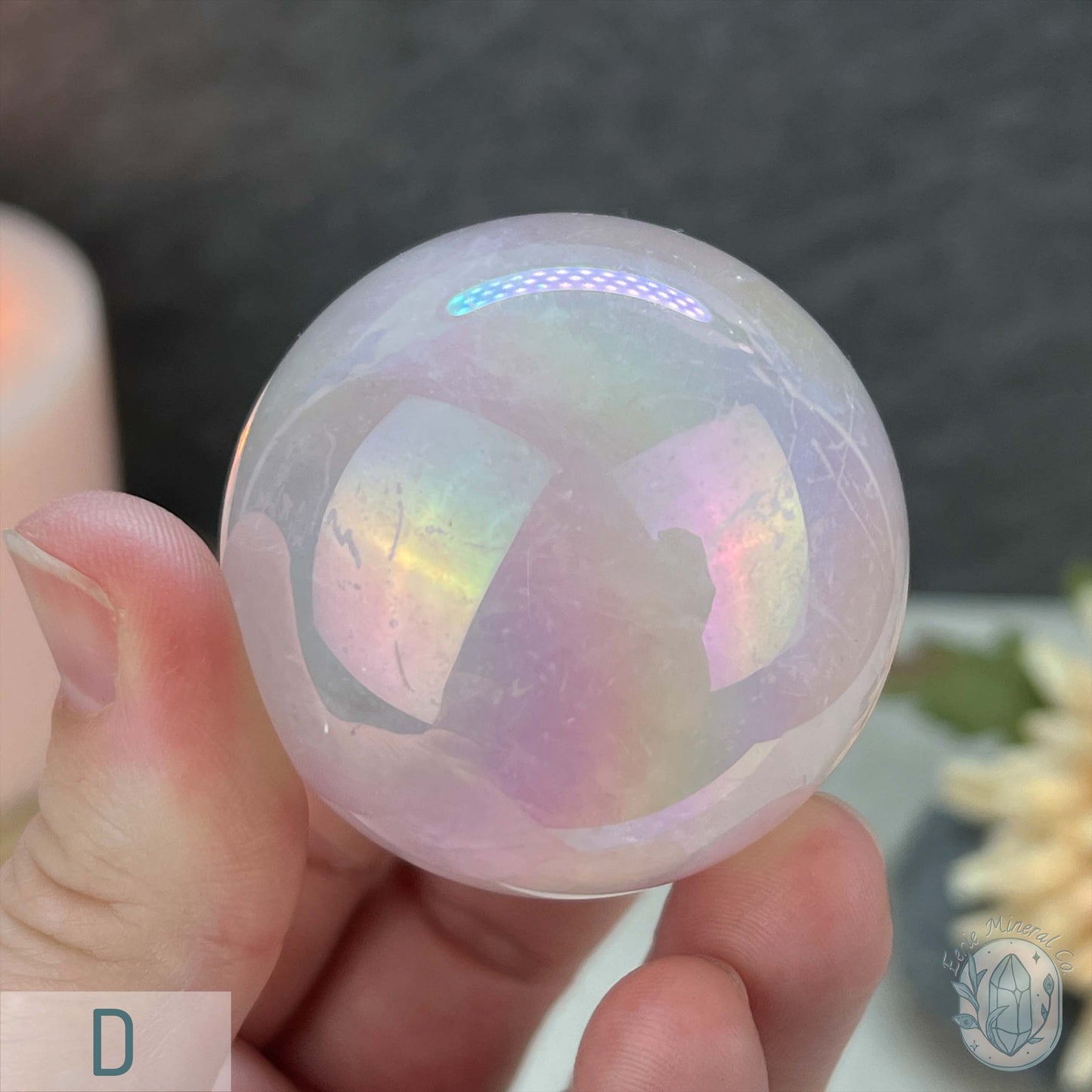 Polished Angel Aura Coated Rose Quartz Spheres