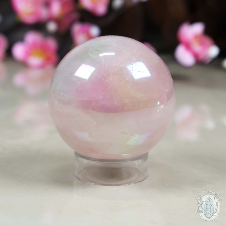 53mm Angel Aura Coated Rose Quartz Sphere