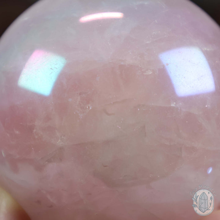 53mm Angel Aura Coated Rose Quartz Sphere