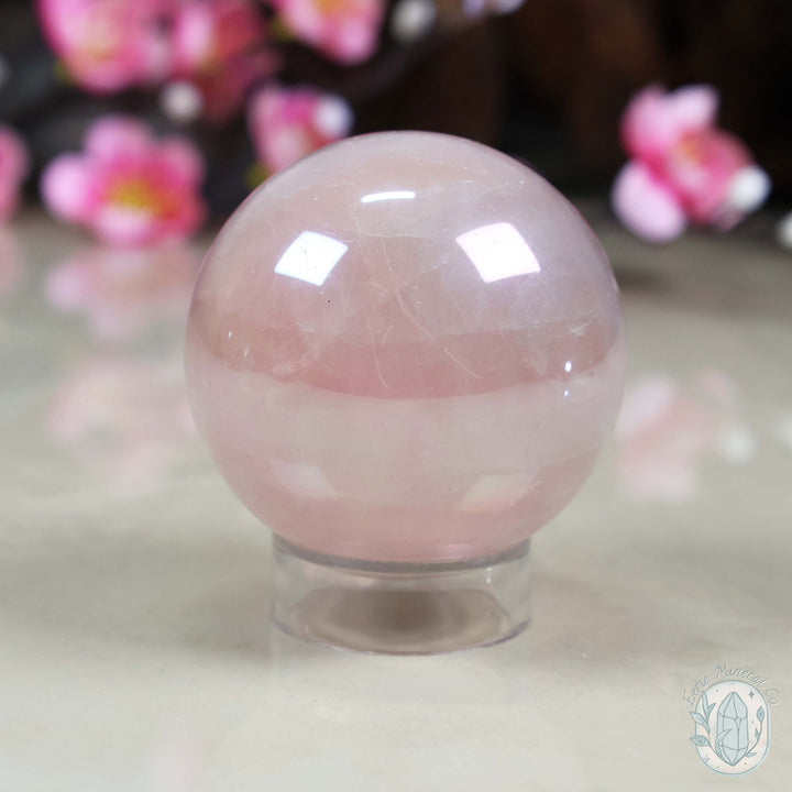 53mm Angel Aura Coated Rose Quartz Sphere