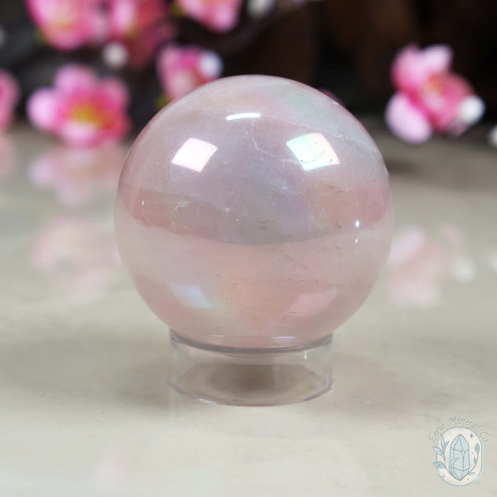 53mm Angel Aura Coated Rose Quartz Sphere