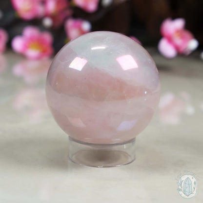 53mm Angel Aura Coated Rose Quartz Sphere