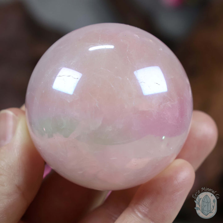 53mm Angel Aura Coated Rose Quartz Sphere