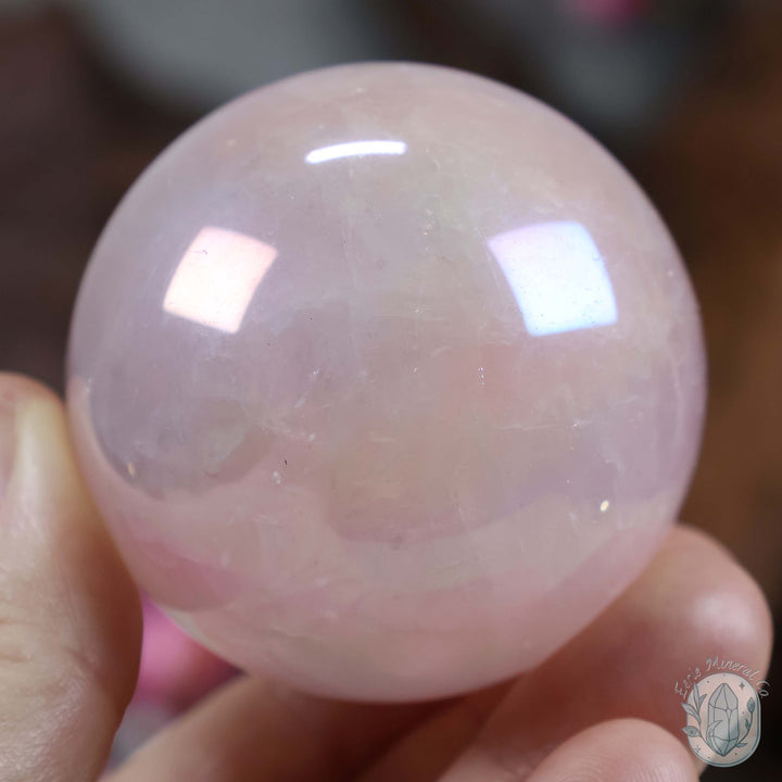 53mm Angel Aura Coated Rose Quartz Sphere