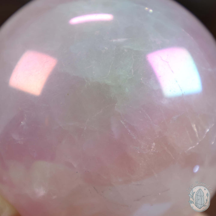 53mm Angel Aura Coated Rose Quartz Sphere