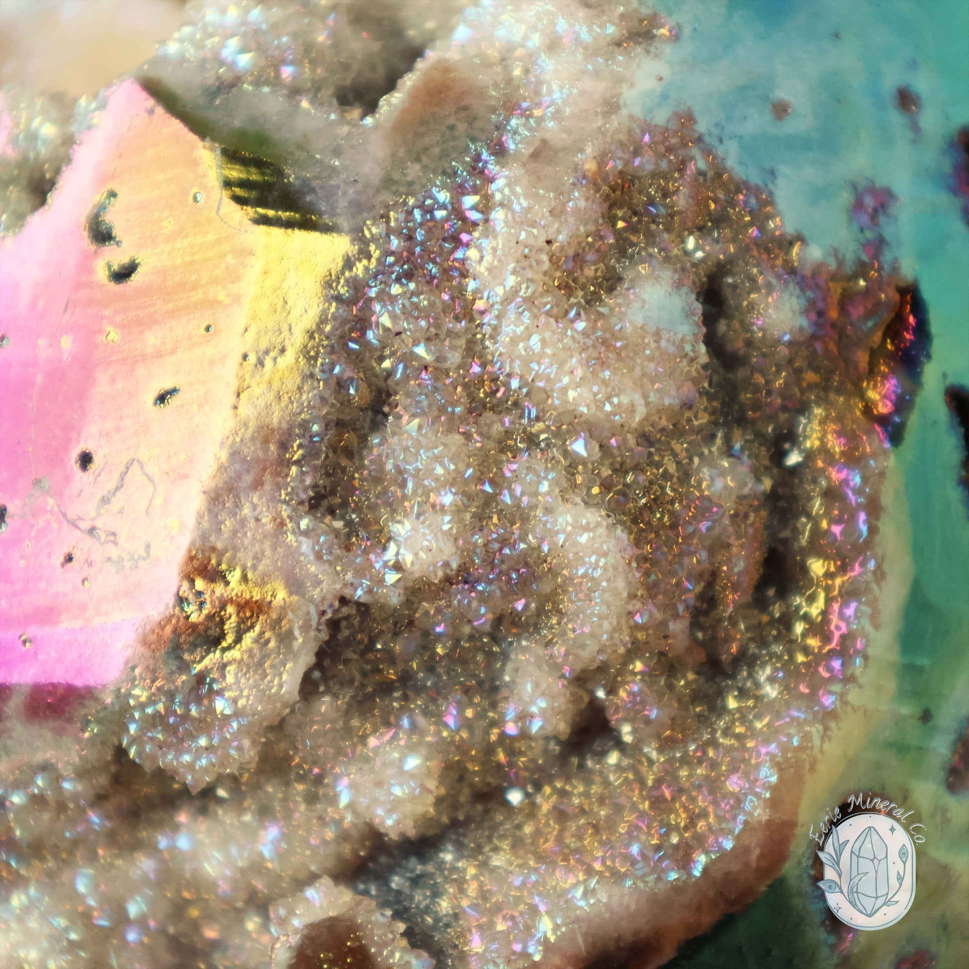 Rainbow Aura Druzy Sphalerite Egg With Stand