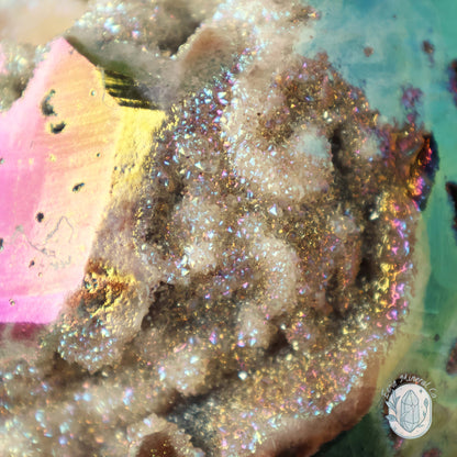 Rainbow Aura Druzy Sphalerite Egg With Stand