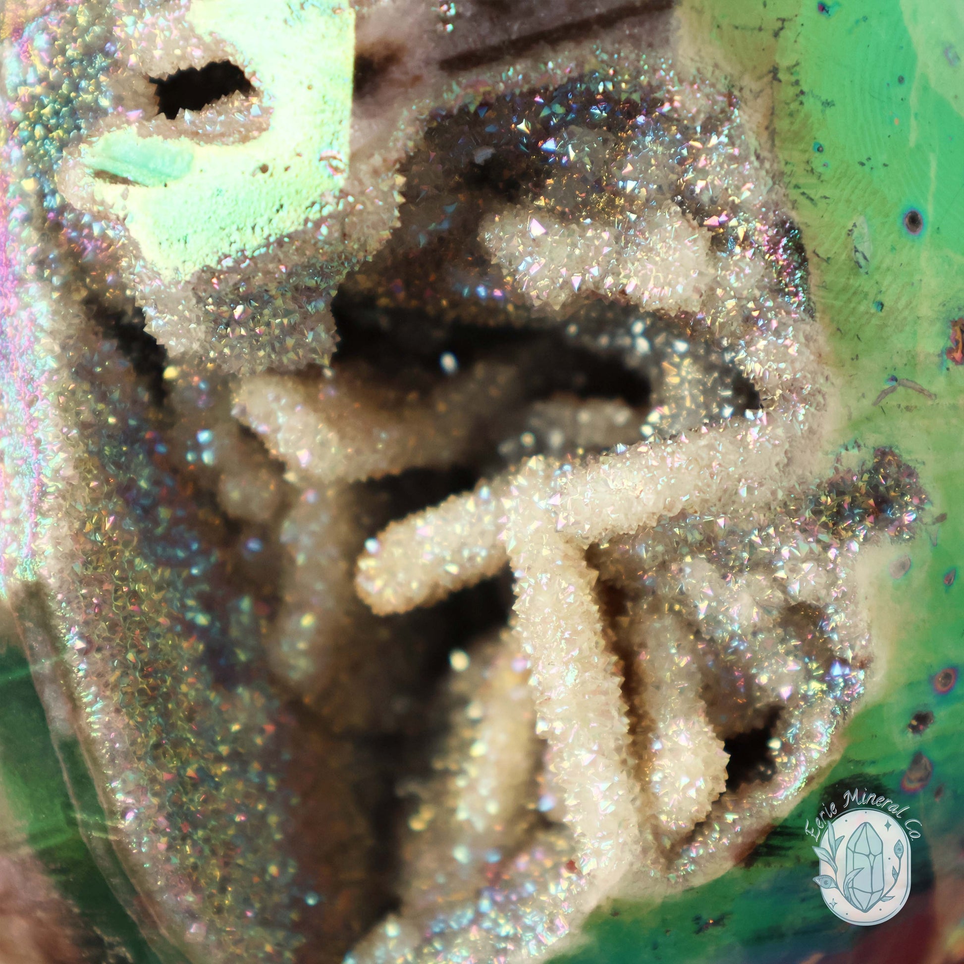 Rainbow Aura Druzy Sphalerite Egg With Stand