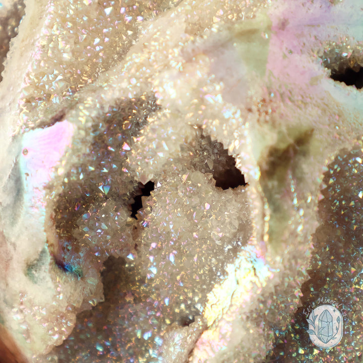 Rainbow Aura Druzy Sphalerite Egg With Stand