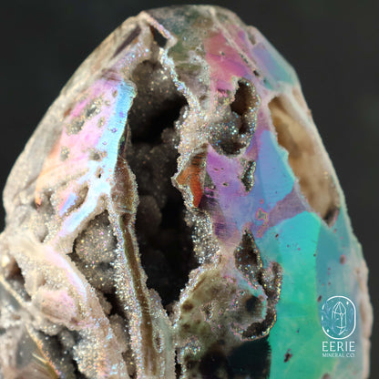 Hand Carved Rainbow Aura Druzy Sphalerite Egg