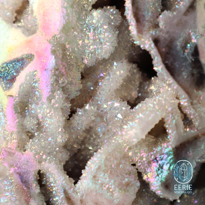 Hand Carved Rainbow Aura Druzy Sphalerite Egg
