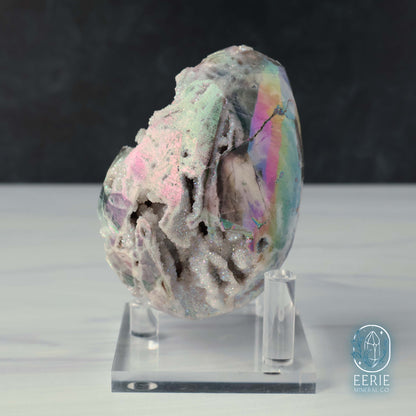 Hand Carved Rainbow Aura Druzy Sphalerite Egg