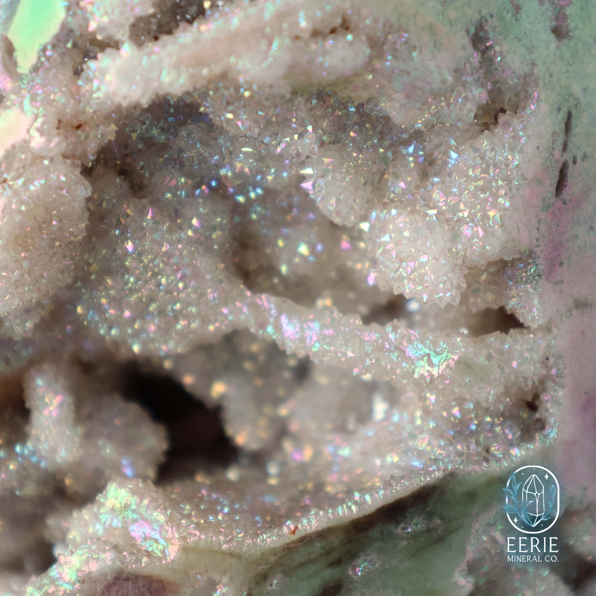 Hand Carved Rainbow Aura Druzy Sphalerite Egg
