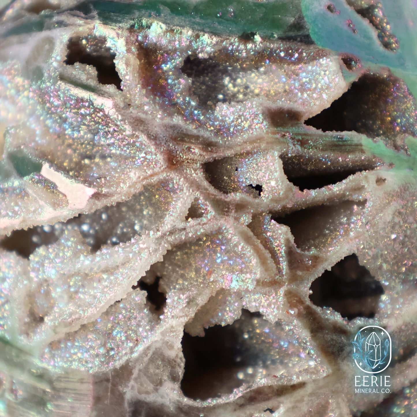 Hand Carved Rainbow Aura Druzy Sphalerite Egg
