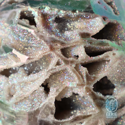 Hand Carved Rainbow Aura Druzy Sphalerite Egg