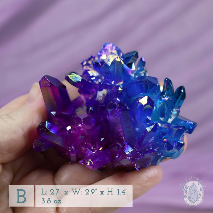 Blue & Pink Aura Clear Quartz Crystal Clusters