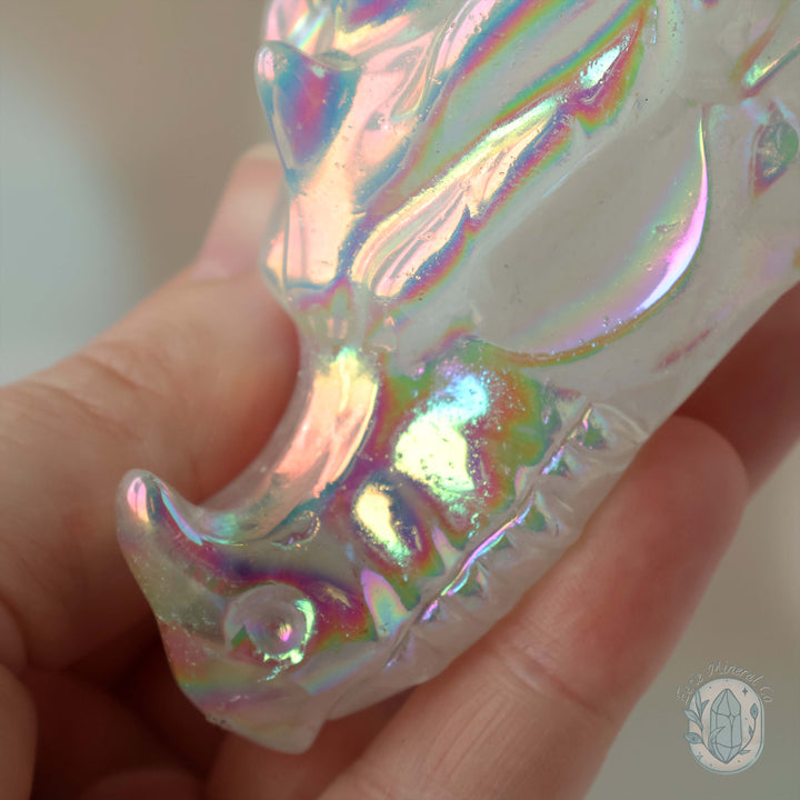 Angel Aura Quartz Dragon's Head Skull