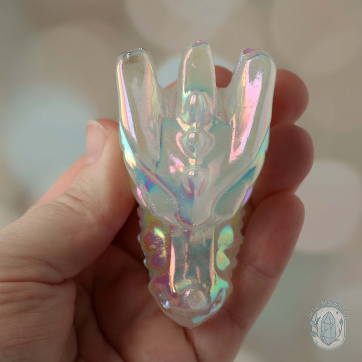 Angel Aura Quartz Dragon's Head Skull