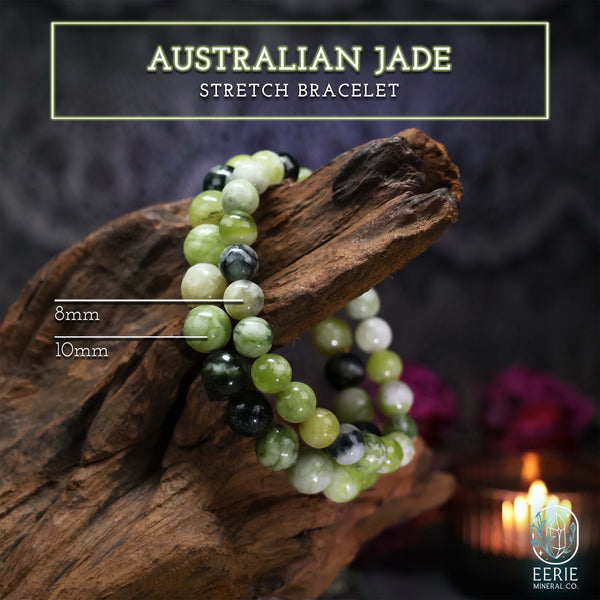 Australian Jade Gemstone Beaded Boho Stretch Bracelet