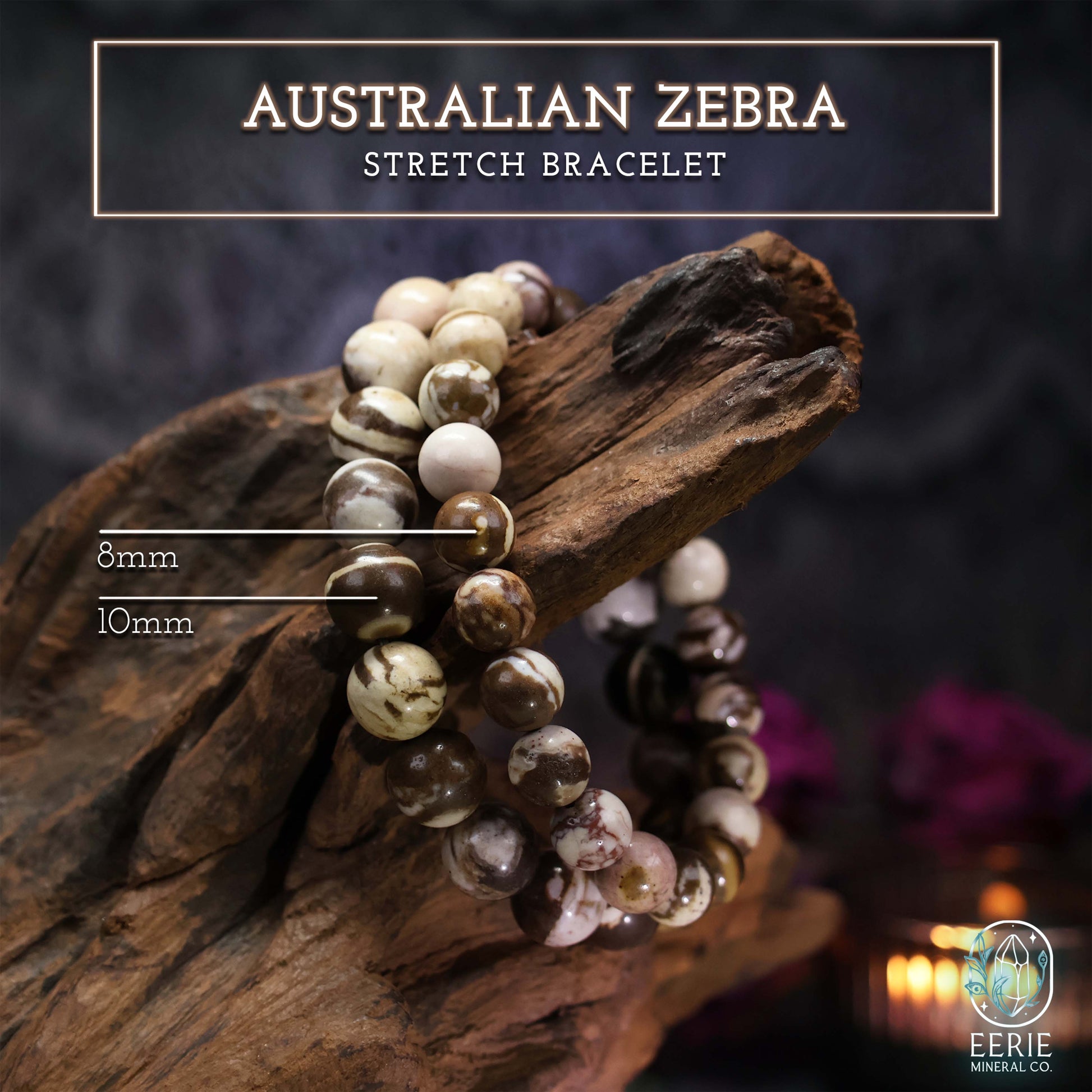 Australian Zebra Jasper Gemstone Beaded Boho Stretch Bracelet