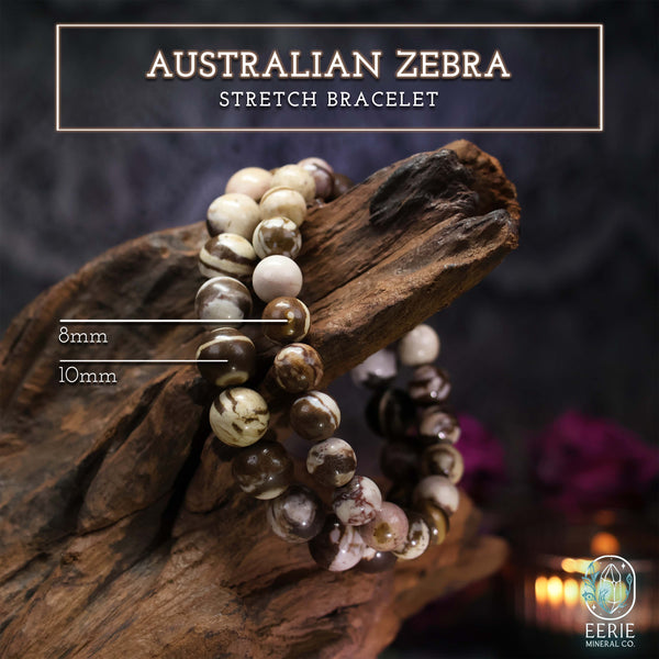 Australian Zebra Jasper Gemstone Beaded Boho Stretch Bracelet