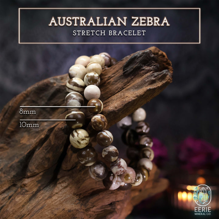 Australian Zebra Jasper Gemstone Beaded Boho Stretch Bracelet