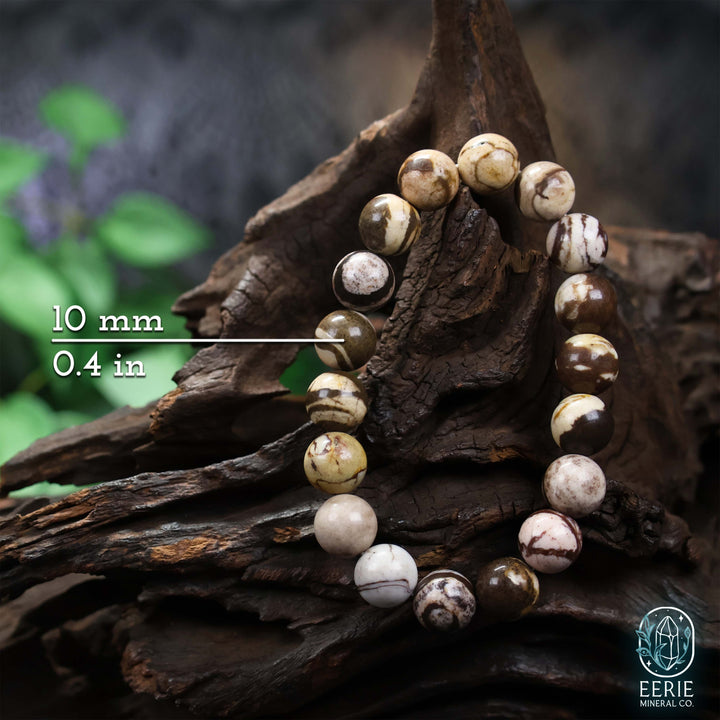 Australian Zebra Jasper Gemstone Beaded Boho Stretch Bracelet
