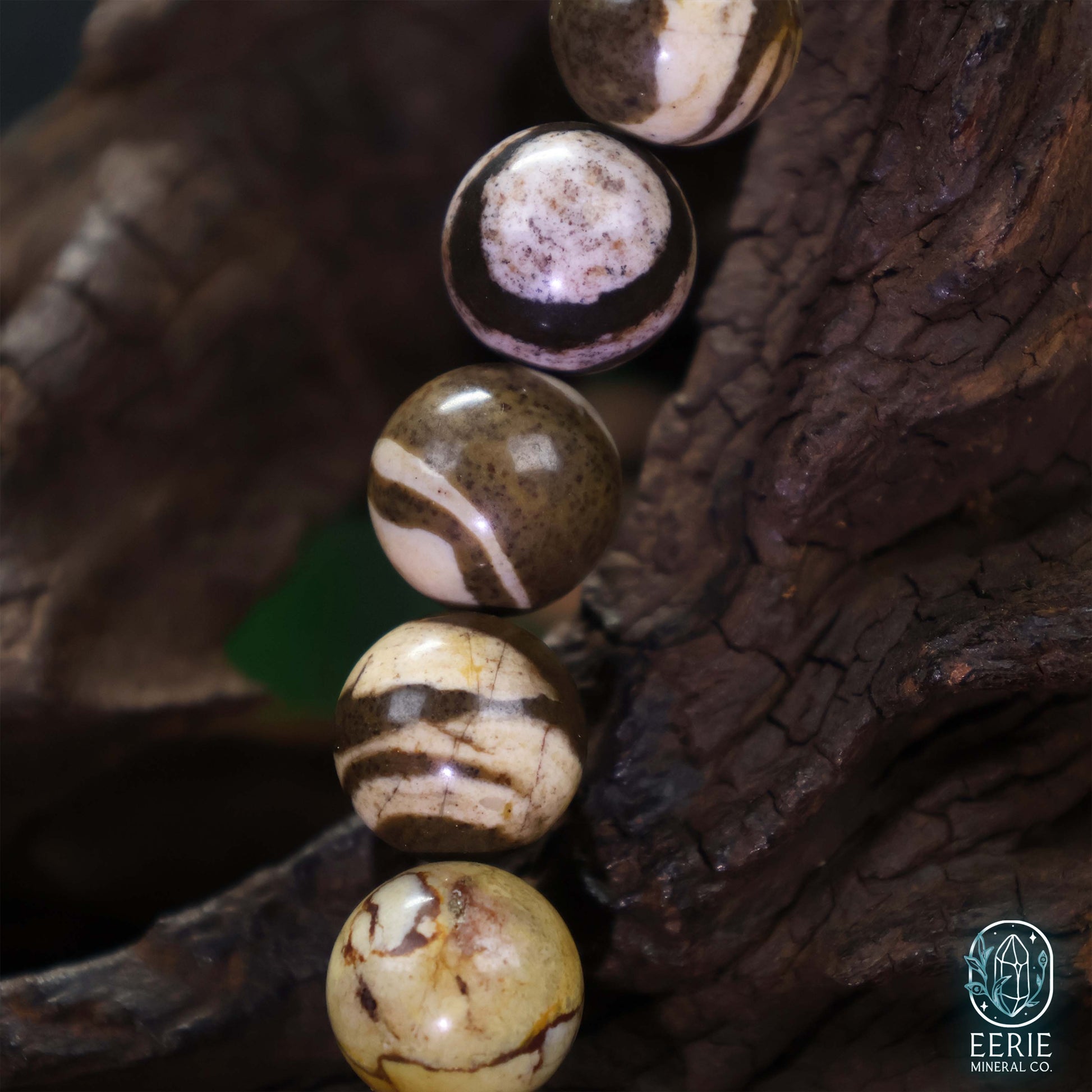 Australian Zebra Jasper Gemstone Beaded Boho Stretch Bracelet