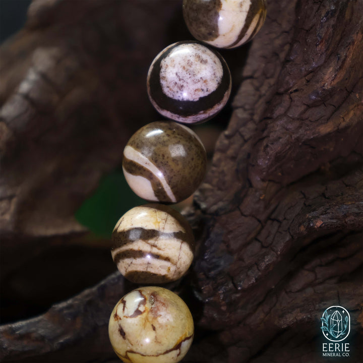 Australian Zebra Jasper Gemstone Beaded Boho Stretch Bracelet