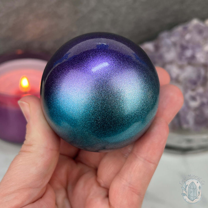 60mm Purple and Blue Aura Obsidian Sphere