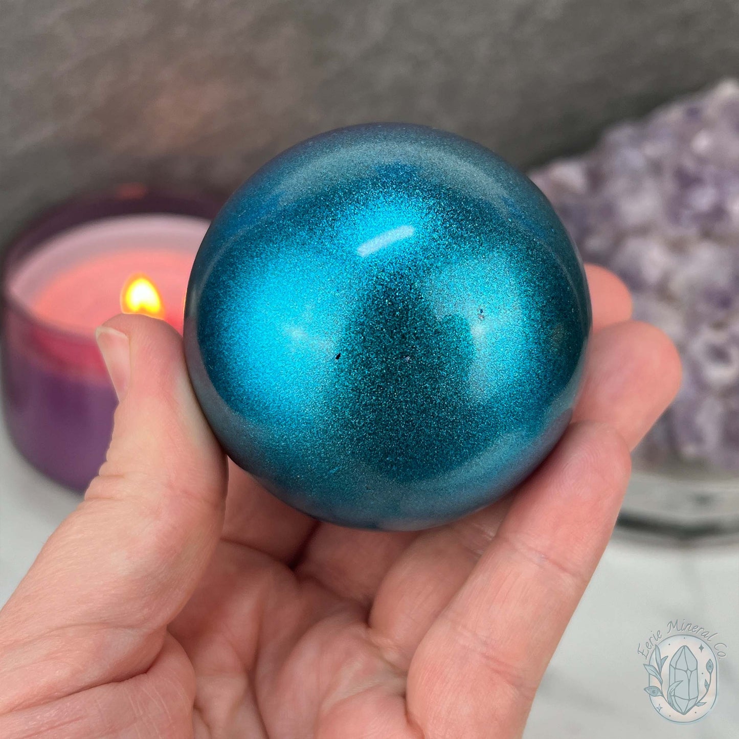 60mm Purple and Blue Aura Obsidian Sphere