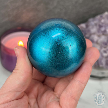 60mm Purple and Blue Aura Obsidian Sphere