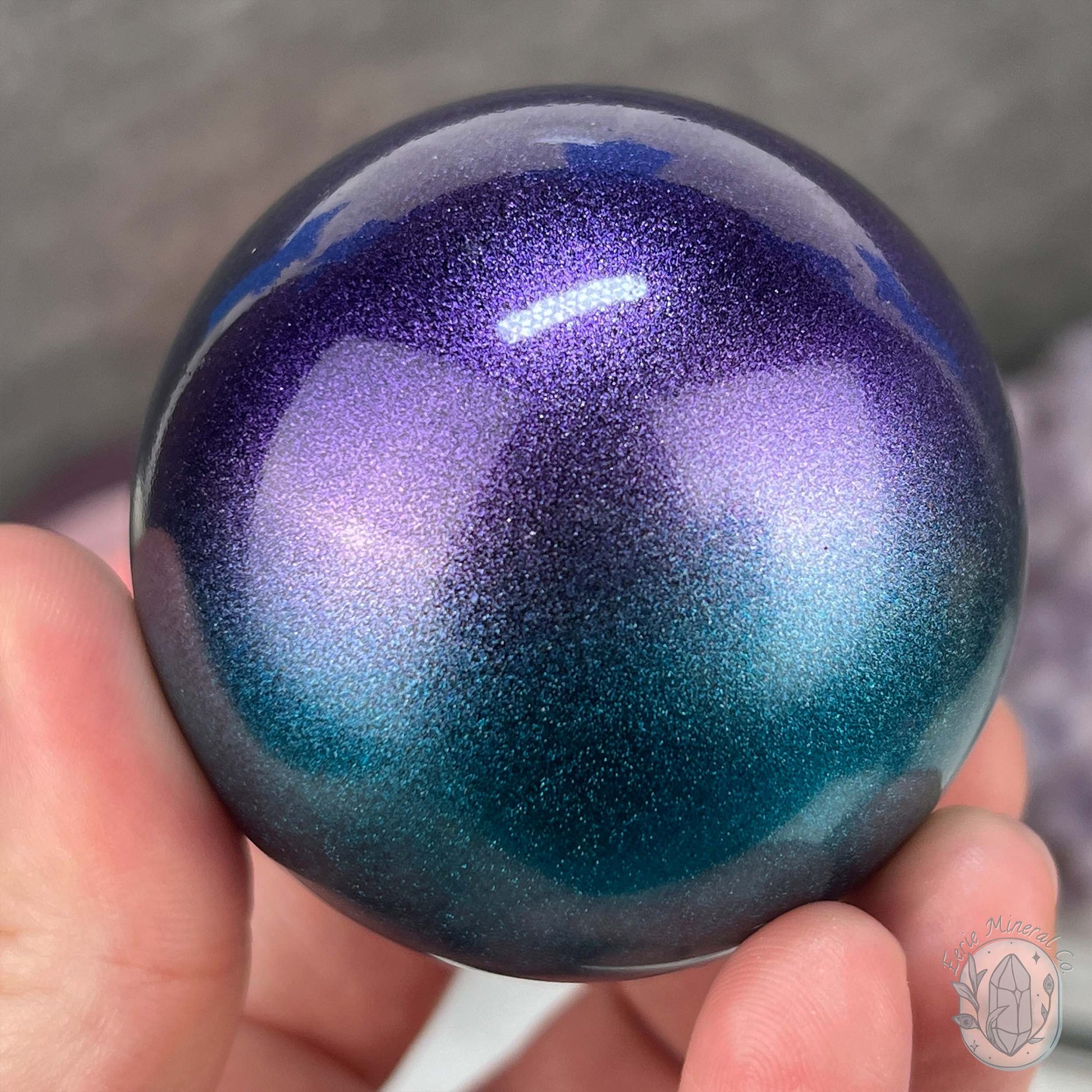 60mm Purple and Blue Aura Obsidian Sphere