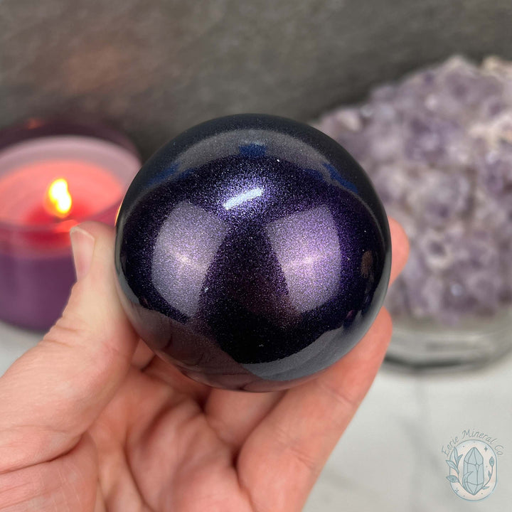 59mm Purple and Blue Aura Obsidian Sphere