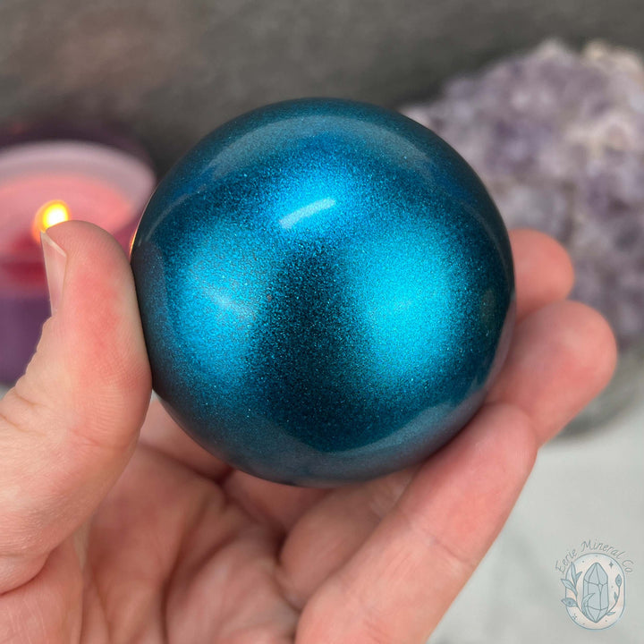 59mm Purple and Blue Aura Obsidian Sphere