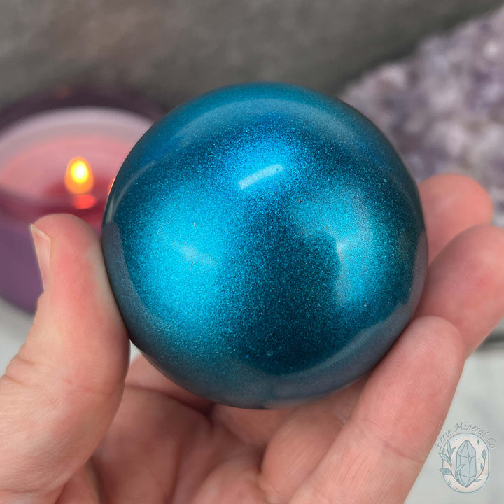 59mm Red and Blue Aura Coated Obsidian Sphere