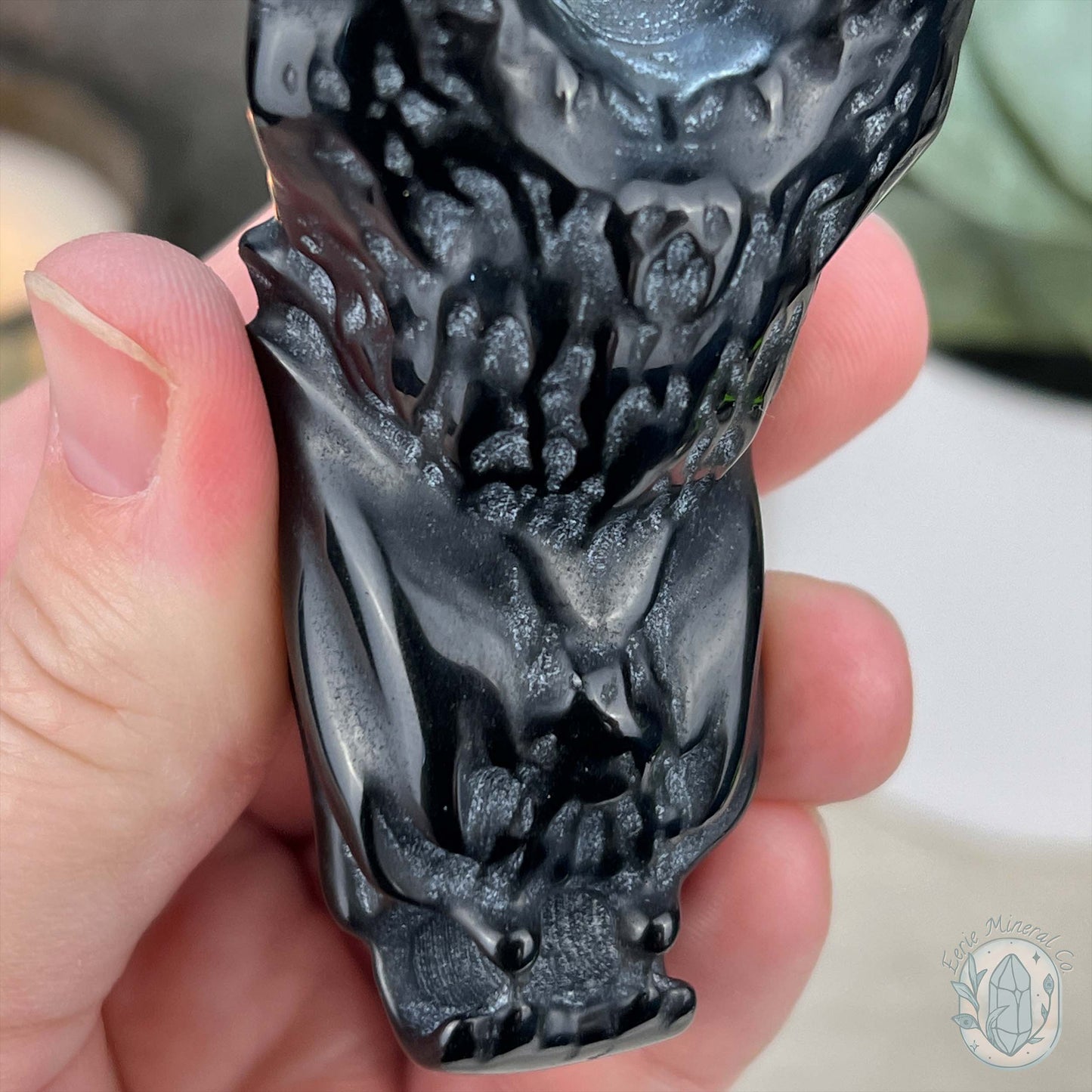 Black Obsidian Hanging Bat Carvings
