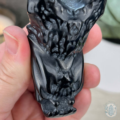 Black Obsidian Hanging Bat Carvings