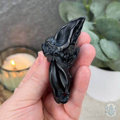 Black Obsidian Hanging Bat Carvings